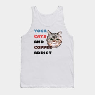 Yoga cats and coffee addict funny quote for yogi Tank Top